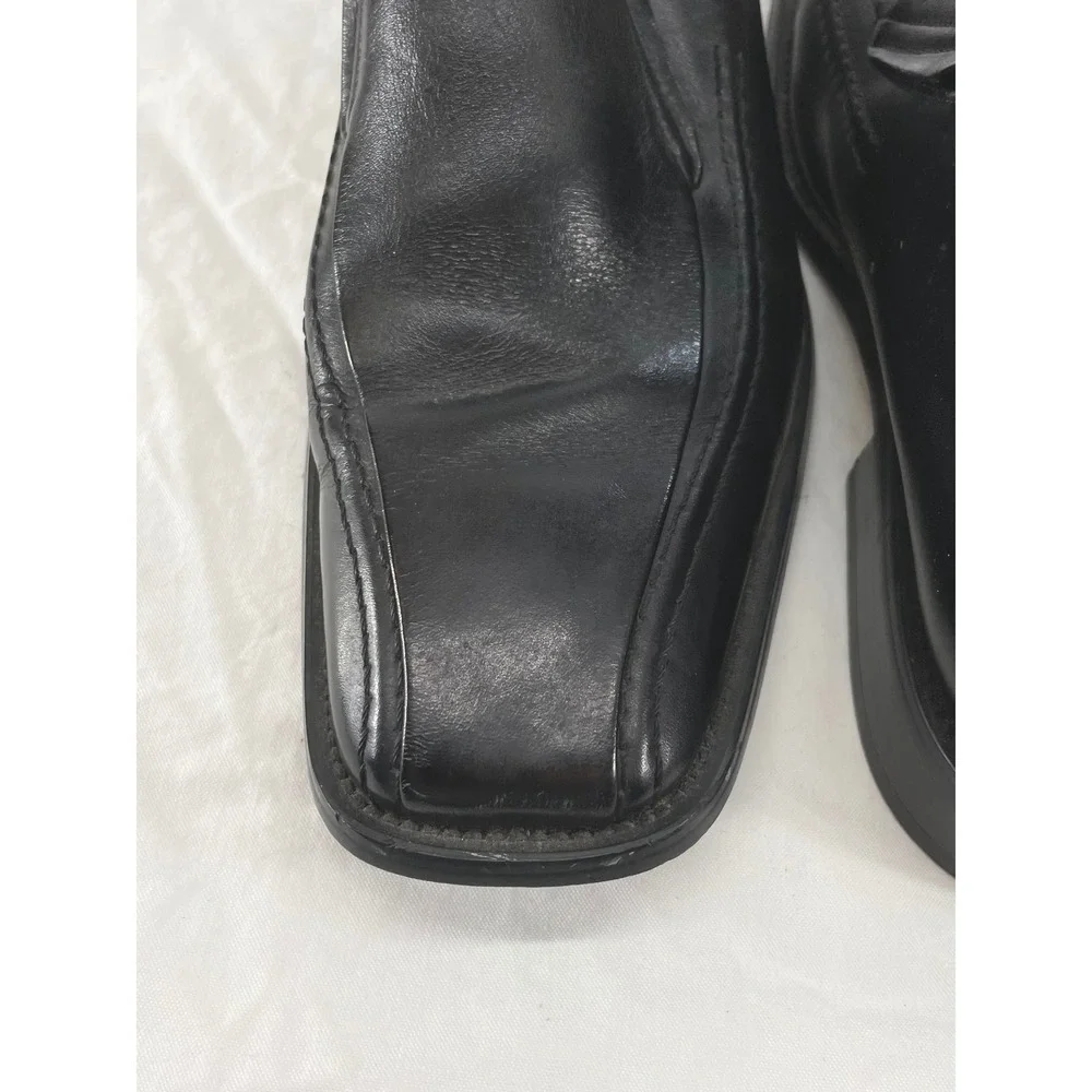 Good Stacy Adams Mens Loafers 10 Slip On Black Leather Square Toe 24199-01